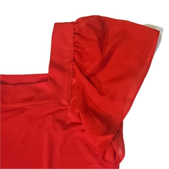 Calvin Klein Shirt Womens Medium Dark Pink MODH7075 Puff Sleeve Square Neck NEW - Picture 5 of 8